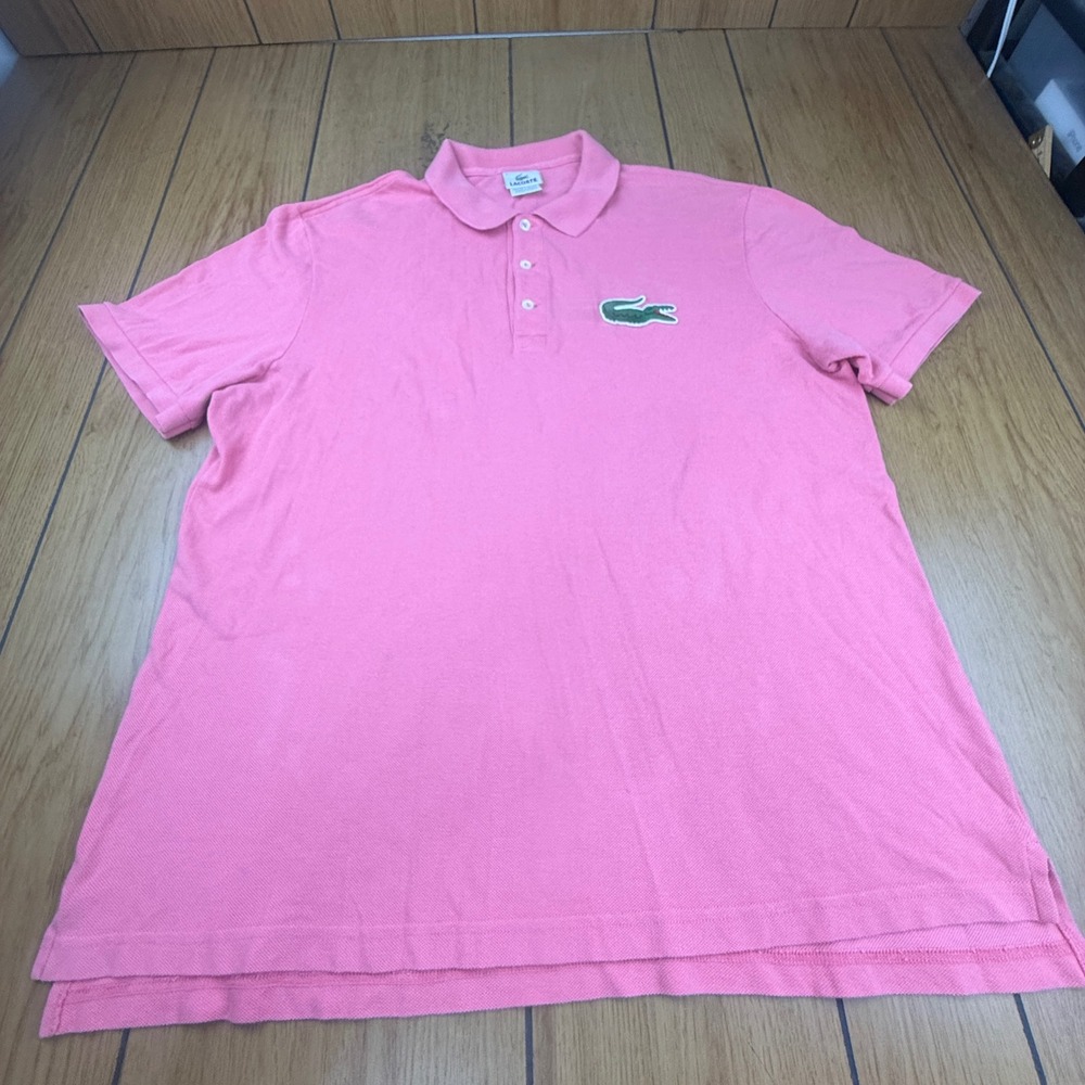 Lacoste Big Logo Pink Cotton Pique Short Sleeve Polo Shirt Size 7 5191L
